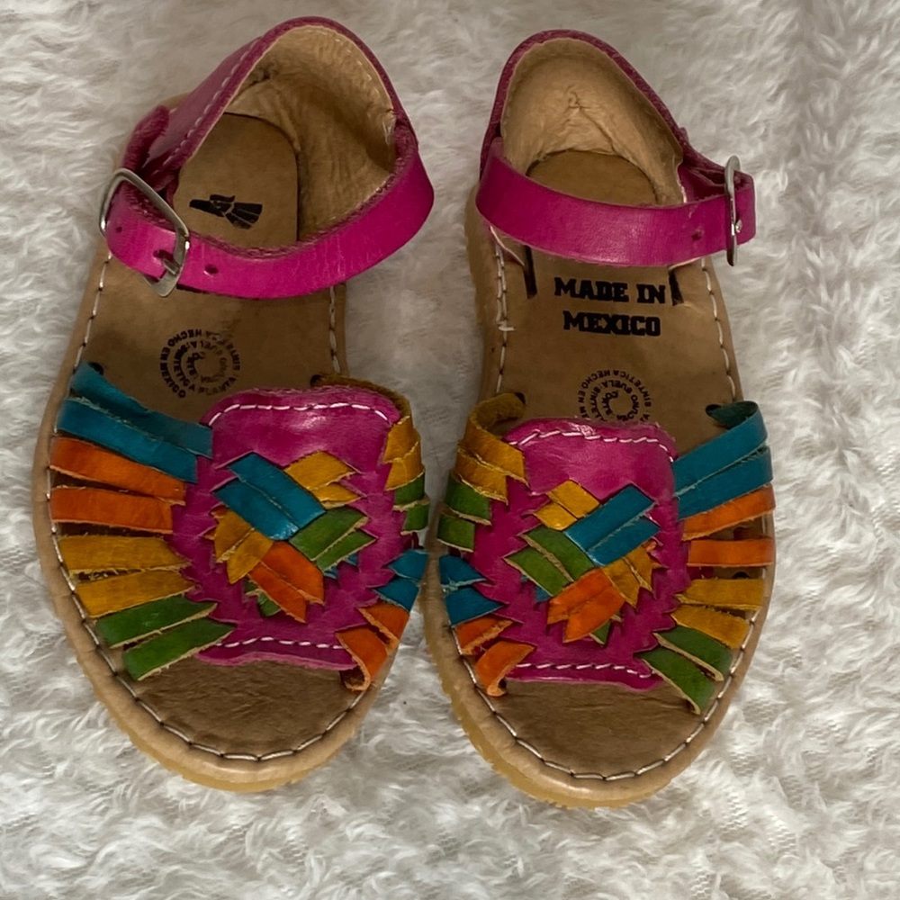 Little girls colorful woven sandals